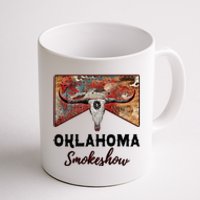 Boho Bull Skull Cow Print Oklahoma Smokeshow Western Country Coffee Mug