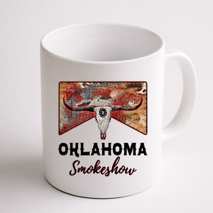 Boho Bull Skull Cow Print Oklahoma Smokeshow Western Country Coffee Mug