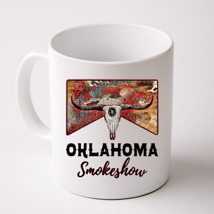 Boho Bull Skull Cow Print Oklahoma Smokeshow Western Country Coffee Mug