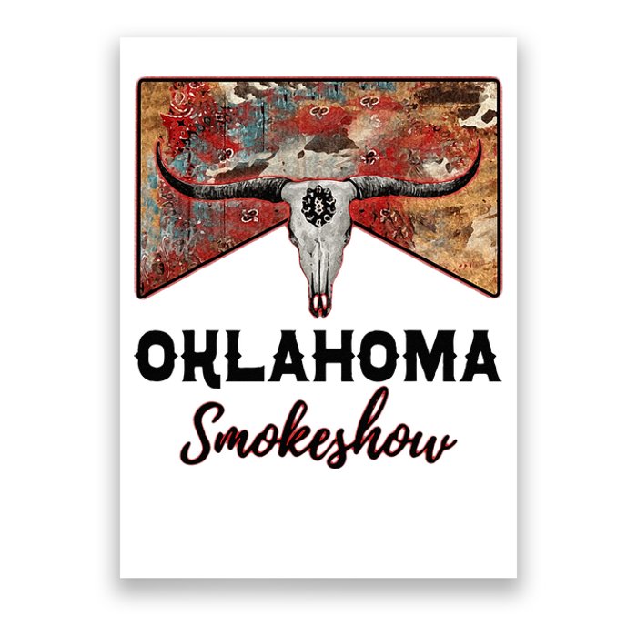 Boho Bull Skull Cow Print Oklahoma Smokeshow Western Country Poster