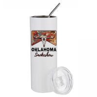 Boho Bull Skull Cow Print Oklahoma Smokeshow Western Country Stainless Steel Tumbler