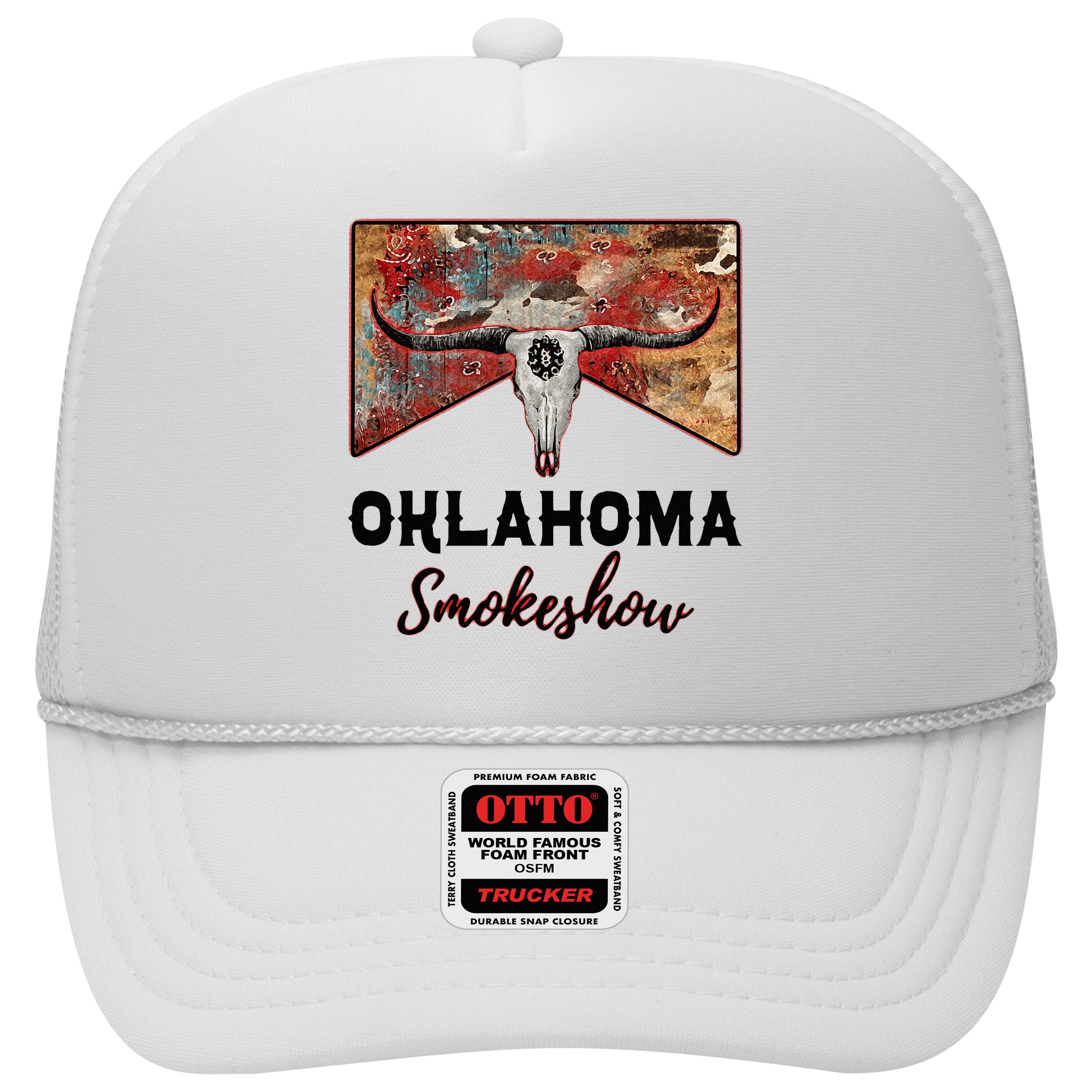Boho Bull Skull Cow Print Oklahoma Smokeshow Western Country Hat