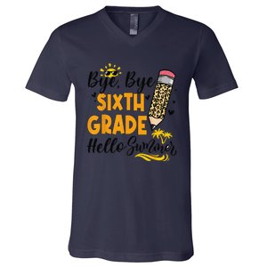 Bye Bye Sixth 6th Grade Hello Summer Last Day Of School V-Neck T-Shirt