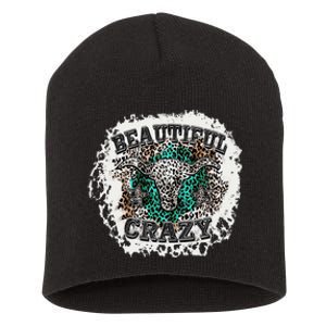 Beautiful Bull Skull Crazy Cow Skull Leopard Short Acrylic Beanie