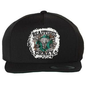 Beautiful Bull Skull Crazy Cow Skull Leopard Wool Snapback Cap