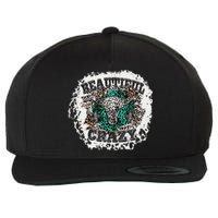 Beautiful Bull Skull Crazy Cow Skull Leopard Wool Snapback Cap