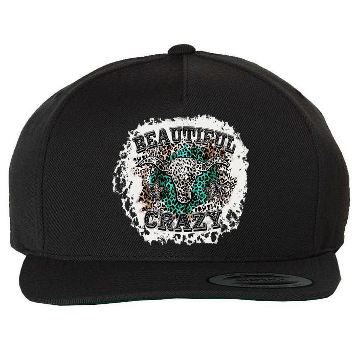 Beautiful Bull Skull Crazy Cow Skull Leopard Wool Snapback Cap