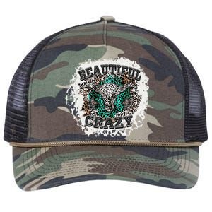 Beautiful Bull Skull Crazy Cow Skull Leopard Retro Rope Trucker Hat Cap