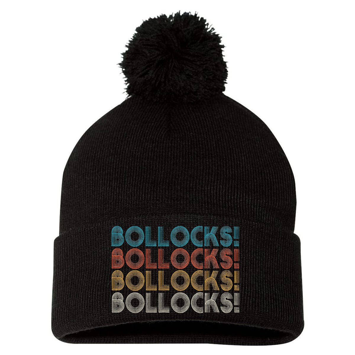 Bollocks British Slang Pom Pom 12in Knit Beanie