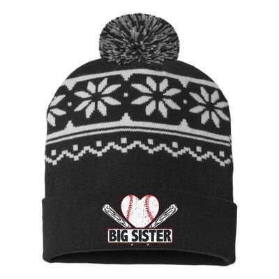 Baseball Big Sister Matching Family Softball Baseball Lover USA-Made Snowflake Beanie