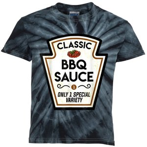 Barbecue BBQ Sauce Bottle Label Halloween Matching Costume Kids Tie-Dye T-Shirt