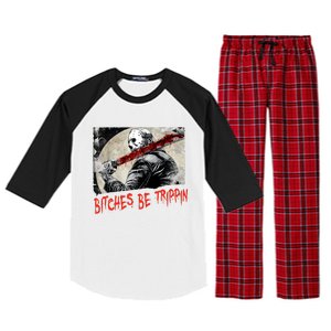 Bitches Be Trippin Horror Character Halloween Scary Spooky Raglan Sleeve Pajama Set