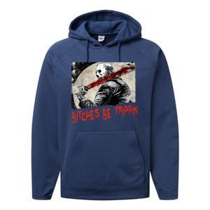 Bitches Be Trippin Horror Character Halloween Scary Spooky Performance Fleece Hoodie