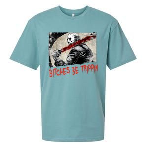 Bitches Be Trippin Horror Character Halloween Scary Spooky Sueded Cloud Jersey T-Shirt