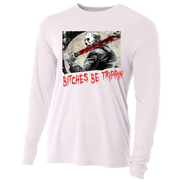 Bitches Be Trippin Horror Character Halloween Scary Spooky Cooling Performance Long Sleeve Crew