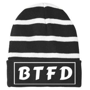 BTFD Buy The F'ing Dip Bitcoin Crypto Stocks Crypto BTC Striped Beanie with Solid Band