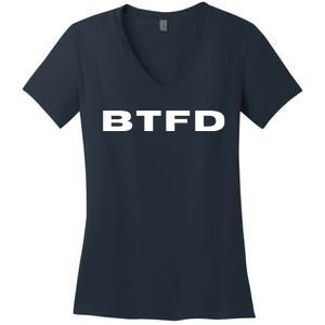 BTFD Buy The F'ing Dip, Trading Stocks, Bitcoin, Crypto, BTC Women's V-Neck T-Shirt