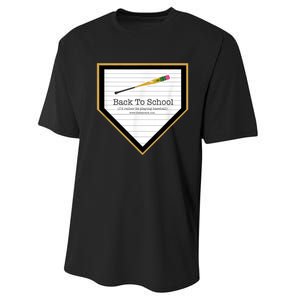 Baseball Back To School Home Plate Back To School Performance Sprint T-Shirt