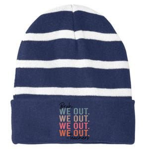 Bye Bruh Teacher Happy Last Day Of School Hello Summer Funny Striped Beanie with Solid Band