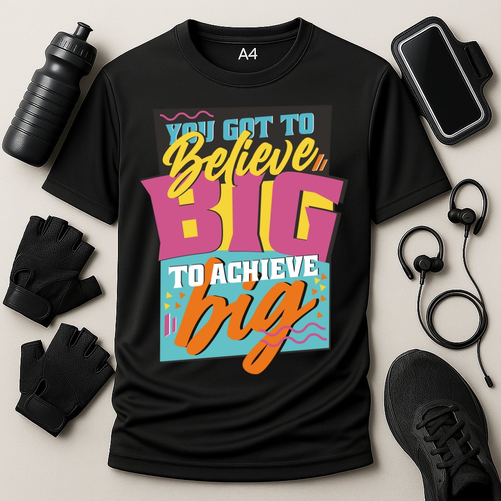 Believe Big To Achieve Big Retro Cooling Performance Crew T-Shirt