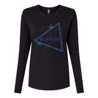 Bermuda Blue Triangle Souvenir Womens Cotton Relaxed Long Sleeve T-Shirt