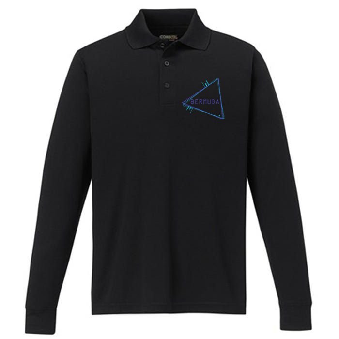 Bermuda Blue Triangle Souvenir Performance Long Sleeve Polo