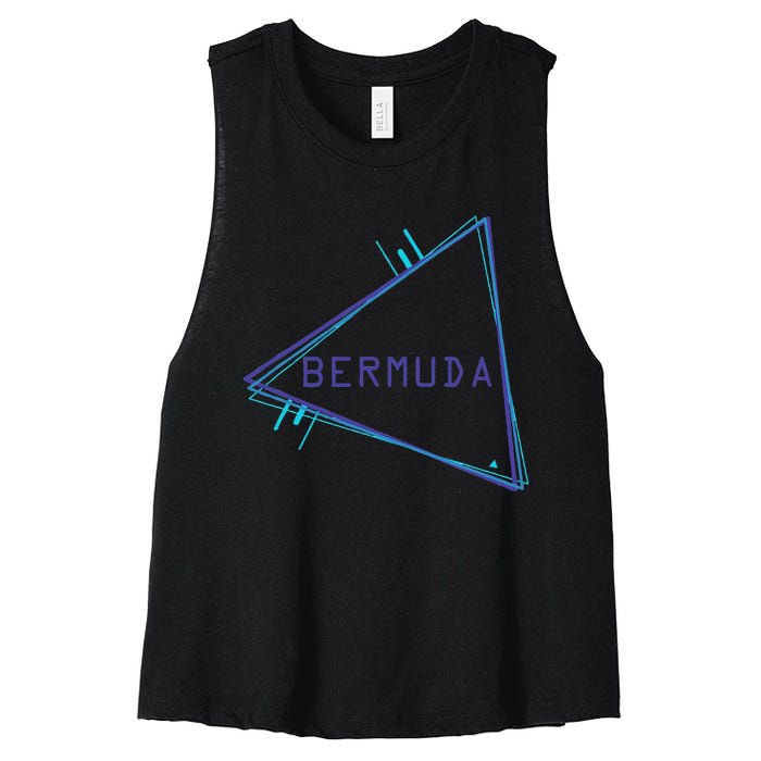 Bermuda Blue Triangle Souvenir Women's Racerback Cropped Tank