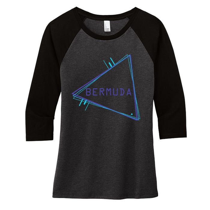 Bermuda Blue Triangle Souvenir Women's Tri-Blend 3/4-Sleeve Raglan Shirt