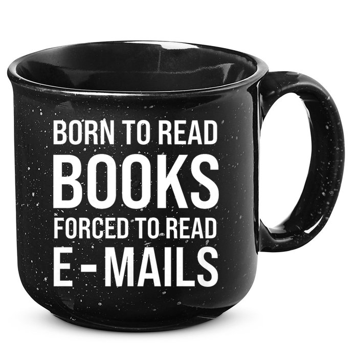 Bookish Born To Read Books Forced To Read Emails Reading 15oz Campfire Ceramic Mug