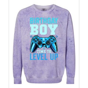 Birthday Boy Time To Level Up Matching Video Gamer Birthday Colorblast Crewneck Sweatshirt