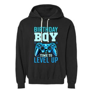 Birthday Boy Time To Level Up Matching Video Gamer Birthday Garment-Dyed Fleece Hoodie