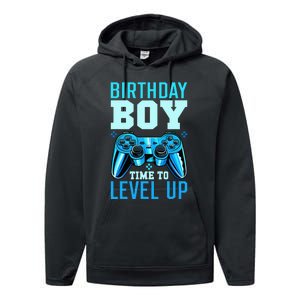 Birthday Boy Time To Level Up Matching Video Gamer Birthday Performance Fleece Hoodie