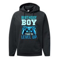 Birthday Boy Time To Level Up Matching Video Gamer Birthday Performance Fleece Hoodie