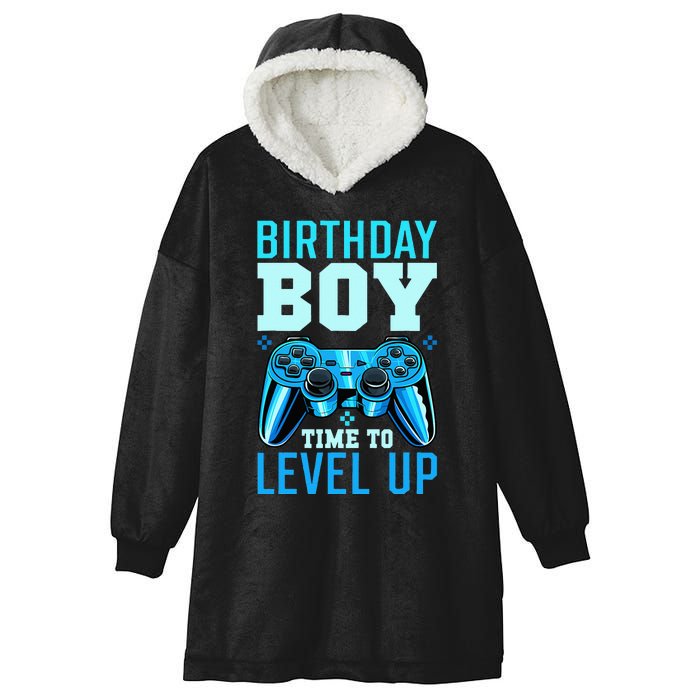 Birthday Boy Time To Level Up Matching Video Gamer Birthday Hooded Wearable Blanket