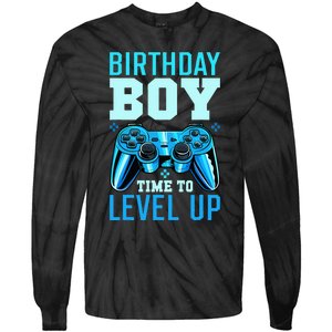 Birthday Boy Time To Level Up Matching Video Gamer Birthday Tie-Dye Long Sleeve Shirt