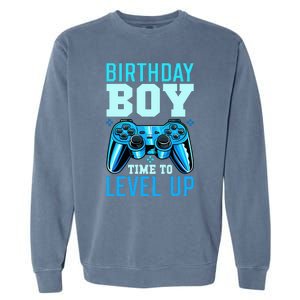 Birthday Boy Time To Level Up Matching Video Gamer Birthday Garment-Dyed Sweatshirt