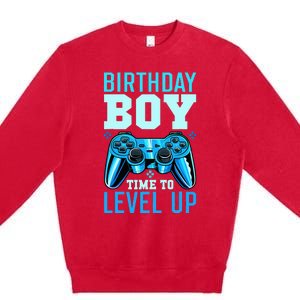 Birthday Boy Time To Level Up Matching Video Gamer Birthday Premium Crewneck Sweatshirt