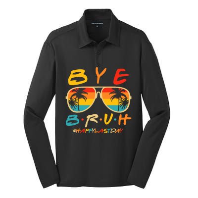 Bye Bruh Teacher Happy Last Day of School Hello Summer Silk Touch Performance Long Sleeve Polo