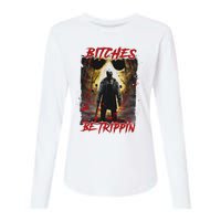 Bitches Be Trippin Horror Character Halloween Womens Cotton Relaxed Long Sleeve T-Shirt