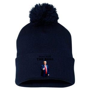 Bring Back The Boss Trump 2024 Take America Back Pom Pom 12in Knit Beanie