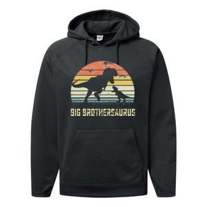 Big Brothersaurus T Rex Dinosaur Big Brother Saurus Family Performance Fleece Hoodie