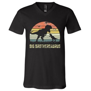 Big Brothersaurus T Rex Dinosaur Big Brother Saurus Family V-Neck T-Shirt