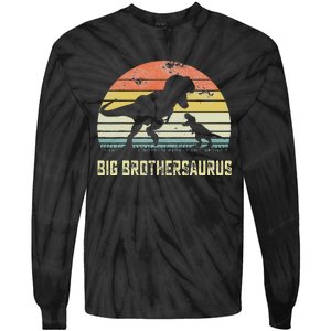 Big Brothersaurus T Rex Dinosaur Big Brother Saurus Family Tie-Dye Long Sleeve Shirt