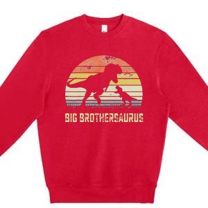 Big Brothersaurus T Rex Dinosaur Big Brother Saurus Family Premium Crewneck Sweatshirt