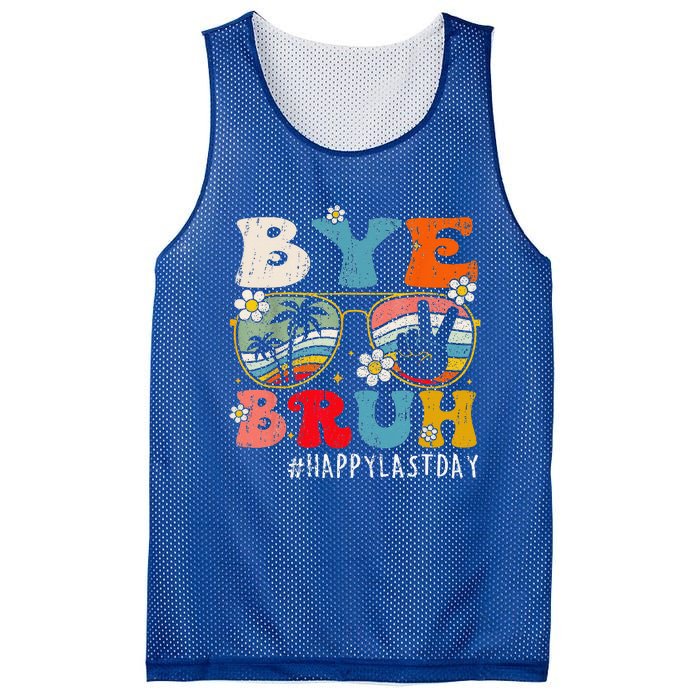 Bye Bruh Teacher Happy Last Day Of School Hello Summer Funny Mesh Reversible Basketball Jersey Tank