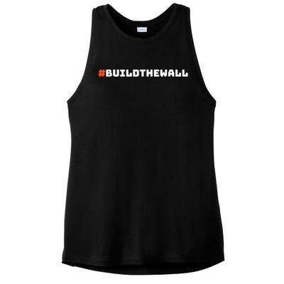 #Buildthewall Build The Wall Funny Trump Ladies PosiCharge Tri-Blend Wicking Tank