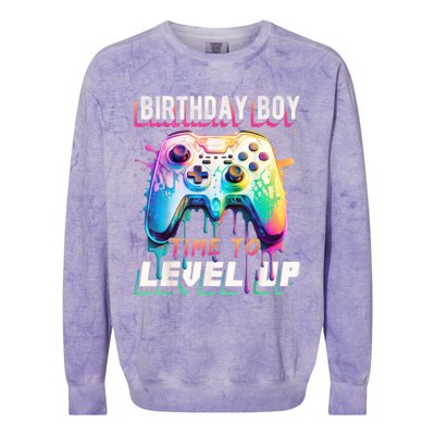 Birthday Boy Time To Level Up Video Game Birthday Party Colorblast Crewneck Sweatshirt