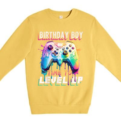 Birthday Boy Time To Level Up Video Game Birthday Party Premium Crewneck Sweatshirt