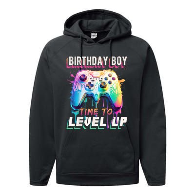 Birthday Boy Time To Level Up Video Game Birthday Party Performance Fleece Hoodie