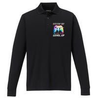 Birthday Boy Time To Level Up Video Game Birthday Party Performance Long Sleeve Polo